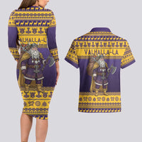 Merry Christmas from Vikingnations Couples Matching Long Sleeve Bodycon Dress and Hawaiian Shirt Valhalla-La Santa - Wonder Print Shop