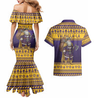 Merry Christmas from Vikingnations Couples Matching Mermaid Dress and Hawaiian Shirt Valhalla-La Santa - Wonder Print Shop