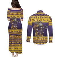 Merry Christmas from Vikingnations Couples Matching Puletasi and Long Sleeve Button Shirt Valhalla-La Santa - Wonder Print Shop