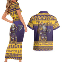 Merry Christmas from Vikingnations Couples Matching Short Sleeve Bodycon Dress and Hawaiian Shirt Valhalla-La Santa - Wonder Print Shop