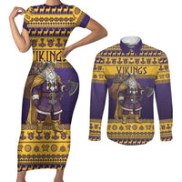 Merry Christmas from Vikingnations Couples Matching Short Sleeve Bodycon Dress and Long Sleeve Button Shirt Valhalla-La Santa - Wonder Print Shop