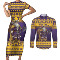 Merry Christmas from Vikingnations Couples Matching Short Sleeve Bodycon Dress and Long Sleeve Button Shirt Valhalla-La Santa - Wonder Print Shop
