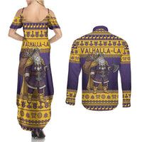 Merry Christmas from Vikingnations Couples Matching Summer Maxi Dress and Long Sleeve Button Shirt Valhalla-La Santa - Wonder Print Shop