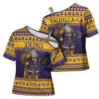 Merry Christmas from Vikingnations Cross Shoulder Shirt Valhalla-La Santa - Wonder Print Shop