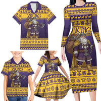 Merry Christmas from Vikingnations Family Matching Long Sleeve Bodycon Dress and Hawaiian Shirt Valhalla-La Santa - Wonder Print Shop