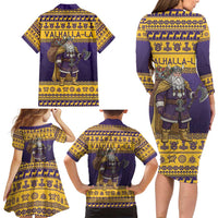 Merry Christmas from Vikingnations Family Matching Long Sleeve Bodycon Dress and Hawaiian Shirt Valhalla-La Santa - Wonder Print Shop