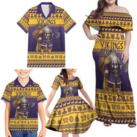 Merry Christmas from Vikingnations Family Matching Off Shoulder Maxi Dress and Hawaiian Shirt Valhalla-La Santa - Wonder Print Shop