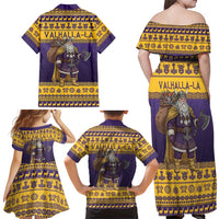 Merry Christmas from Vikingnations Family Matching Off Shoulder Maxi Dress and Hawaiian Shirt Valhalla-La Santa - Wonder Print Shop