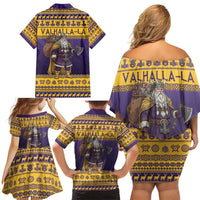 Merry Christmas from Vikingnations Family Matching Off Shoulder Short Dress and Hawaiian Shirt Valhalla-La Santa - Wonder Print Shop