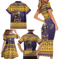 Merry Christmas from Vikingnations Family Matching Short Sleeve Bodycon Dress and Hawaiian Shirt Valhalla-La Santa - Wonder Print Shop