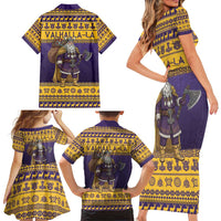 Merry Christmas from Vikingnations Family Matching Short Sleeve Bodycon Dress and Hawaiian Shirt Valhalla-La Santa - Wonder Print Shop