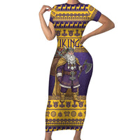 Merry Christmas from Vikingnations Family Matching Short Sleeve Bodycon Dress and Hawaiian Shirt Valhalla-La Santa - Wonder Print Shop