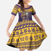 Merry Christmas from Vikingnations Kid Short Sleeve Dress Valhalla-La Santa - Wonder Print Shop