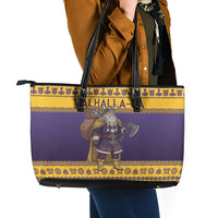 Merry Christmas from Vikingnations Leather Tote Bag Valhalla-La Santa - Wonder Print Shop
