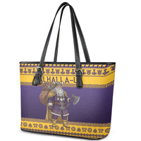 Merry Christmas from Vikingnations Leather Tote Bag Valhalla-La Santa - Wonder Print Shop