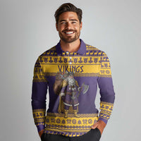 Merry Christmas from Vikingnations Long Sleeve Polo Shirt Valhalla-La Santa - Wonder Print Shop