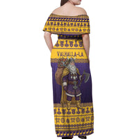 Merry Christmas from Vikingnations Off Shoulder Maxi Dress Valhalla-La Santa - Wonder Print Shop