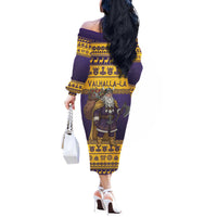 Merry Christmas from Vikingnations Off The Shoulder Long Sleeve Dress Valhalla-La Santa - Wonder Print Shop