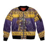 Merry Christmas from Vikingnations Sleeve Zip Bomber Jacket Valhalla-La Santa - Wonder Print Shop
