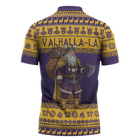 Merry Christmas from Vikingnations Zipper Polo Shirt Valhalla-La Santa - Wonder Print Shop