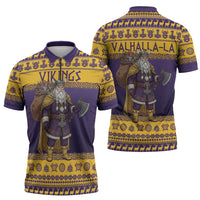 Merry Christmas from Vikingnations Zipper Polo Shirt Valhalla-La Santa - Wonder Print Shop