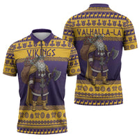 Merry Christmas from Vikingnations Zipper Polo Shirt Valhalla-La Santa - Wonder Print Shop