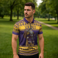Merry Christmas from Vikingnations Zipper Polo Shirt Valhalla-La Santa - Wonder Print Shop