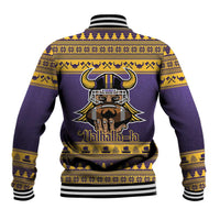 Viking-Inspired Football Christmas Baseball Jacket Valhalla-la Viking Warrior - Wonder Print Shop