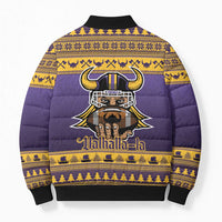 Viking-Inspired Football Christmas Bomber Puffer Jacket Valhalla-la Viking Warrior - Wonder Print Shop