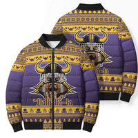 Viking-Inspired Football Christmas Bomber Puffer Jacket Valhalla-la Viking Warrior - Wonder Print Shop