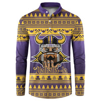 Viking-Inspired Football Christmas Button Sweatshirt Valhalla-la Viking Warrior - Wonder Print Shop
