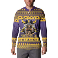 Viking-Inspired Football Christmas Button Sweatshirt Valhalla-la Viking Warrior - Wonder Print Shop