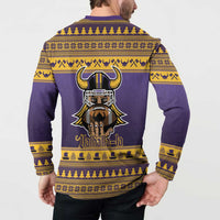 Viking-Inspired Football Christmas Button Sweatshirt Valhalla-la Viking Warrior - Wonder Print Shop
