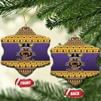 Viking-Inspired Football Christmas Ceramic Ornament Valhalla-la Viking Warrior - Wonder Print Shop