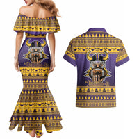 Viking-Inspired Football Christmas Couples Matching Mermaid Dress and Hawaiian Shirt Valhalla-la Viking Warrior - Wonder Print Shop