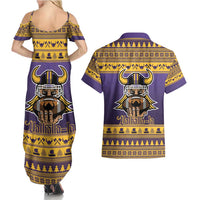 Viking-Inspired Football Christmas Couples Matching Summer Maxi Dress and Hawaiian Shirt Valhalla-la Viking Warrior - Wonder Print Shop