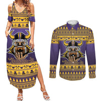 Viking-Inspired Football Christmas Couples Matching Summer Maxi Dress and Long Sleeve Button Shirt Valhalla-la Viking Warrior - Wonder Print Shop