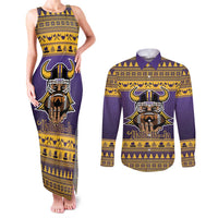 Viking-Inspired Football Christmas Couples Matching Tank Maxi Dress and Long Sleeve Button Shirt Valhalla-la Viking Warrior - Wonder Print Shop