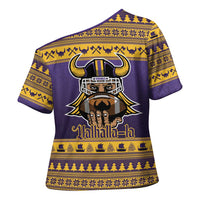 Viking-Inspired Football Christmas Cross Shoulder Shirt Valhalla-la Viking Warrior - Wonder Print Shop