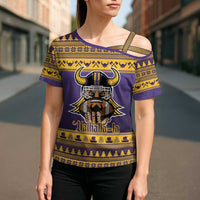 Viking-Inspired Football Christmas Cross Shoulder Shirt Valhalla-la Viking Warrior - Wonder Print Shop