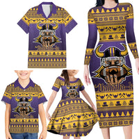 Viking-Inspired Football Christmas Family Matching Long Sleeve Bodycon Dress and Hawaiian Shirt Valhalla-la Viking Warrior - Wonder Print Shop