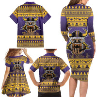 Viking-Inspired Football Christmas Family Matching Long Sleeve Bodycon Dress and Hawaiian Shirt Valhalla-la Viking Warrior - Wonder Print Shop