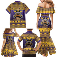 Viking-Inspired Football Christmas Family Matching Mermaid Dress and Hawaiian Shirt Valhalla-la Viking Warrior - Wonder Print Shop