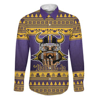 Viking-Inspired Football Christmas Family Matching Off The Shoulder Long Sleeve Dress and Hawaiian Shirt Valhalla-la Viking Warrior - Wonder Print Shop