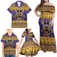 Viking-Inspired Football Christmas Family Matching Off Shoulder Maxi Dress and Hawaiian Shirt Valhalla-la Viking Warrior - Wonder Print Shop