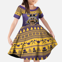 Viking-Inspired Football Christmas Family Matching Off Shoulder Short Dress and Hawaiian Shirt Valhalla-la Viking Warrior - Wonder Print Shop