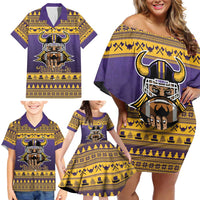 Viking-Inspired Football Christmas Family Matching Off Shoulder Short Dress and Hawaiian Shirt Valhalla-la Viking Warrior - Wonder Print Shop