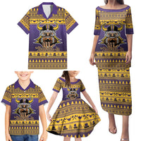 Viking-Inspired Football Christmas Family Matching Puletasi and Hawaiian Shirt Valhalla-la Viking Warrior - Wonder Print Shop