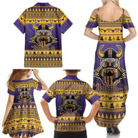 Viking-Inspired Football Christmas Family Matching Summer Maxi Dress and Hawaiian Shirt Valhalla-la Viking Warrior - Wonder Print Shop