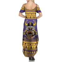 Viking-Inspired Football Christmas Family Matching Summer Maxi Dress and Hawaiian Shirt Valhalla-la Viking Warrior - Wonder Print Shop